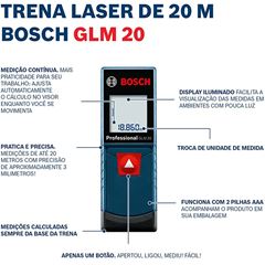 Medidor de Distância À Laser Glm 20 (Até 20m) Com 2 Pilhas Aaa 0601072eg0 Bosch