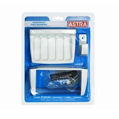 Kit de Acessórios Para Banheiro Em Plástico 3 Peças Branco Kb2c3*Br1 Astra