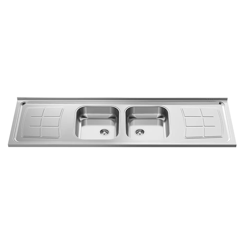 Pia Inox430 Plus 2 Cubas Com Escorredor Polido Sem Válvula 180x56x11cm 31802 Ghelplus