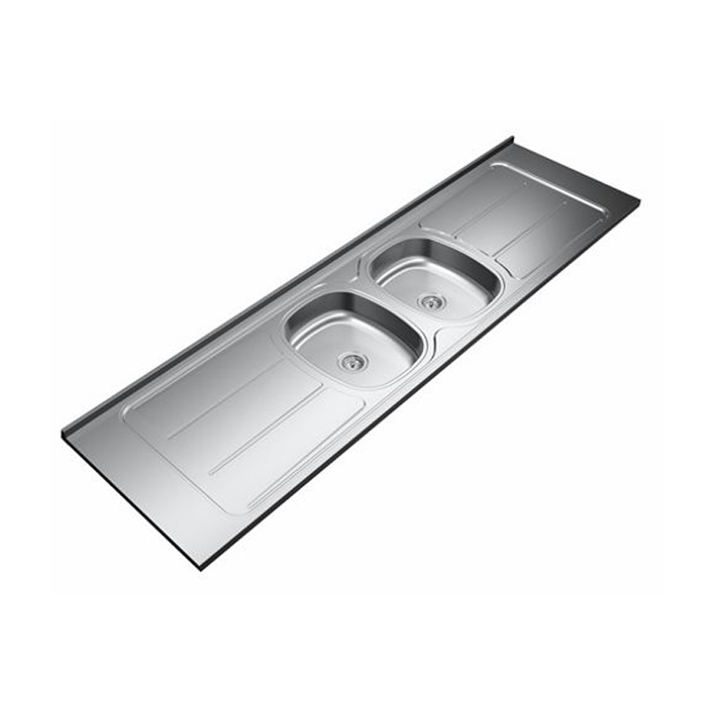 Pia Inox430 Plus 2 Cubas Com Escorredor Polido Sem Válvula 200x56x11cm 31902 Ghelplus