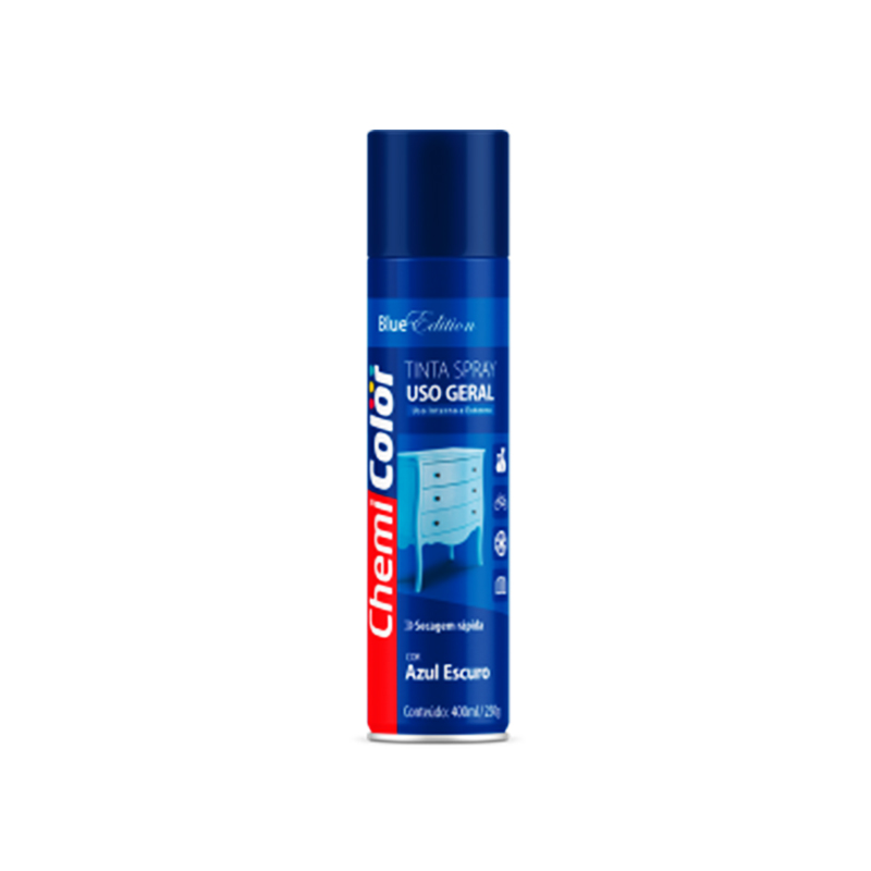 Tinta Spray Chemicolor Uso Geral Azul Escuro 400ml Baston