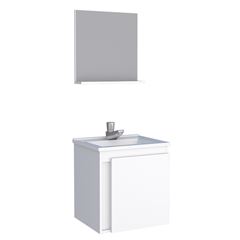 Gabinete Para Banheiro Em Madeira Com Lavatório E Espelho Ônix Larg.37,8xalt.44xp.33,1cm Branco 101268 Cozimax