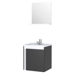 Gabinete Para Banheiro Em Madeira Com Lavatório E Espelho Ônix Larg.37,8xalt.44xp.33,1cm Preto/Branco 101196 Cozimax
