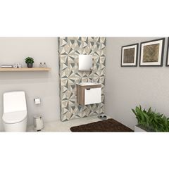 Gabinete Para Banheiro Em Madeira Com Lavatório Jasmim Larg.49,8xalt.45xp.31,3cm Branco Com Tamarindo 100073 Cozimax
