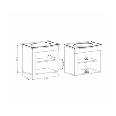 Gabinete Para Banheiro Em Madeira Com Lavatório Jasmim Larg.49,8xalt.45xp.31,3cm Preto Com Tamarindo 101141 Cozimax