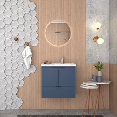 Gabinete Para Banheiro Em Madeira Com Lavatório Lis Larg.59,6xalt.59xp.35,9cm Azul 101361 Cozimax