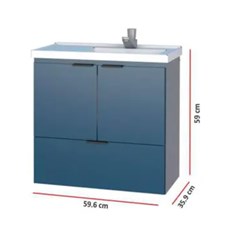Gabinete Para Banheiro Em Madeira Com Lavatório Lis Larg.59,6xalt.59xp.35,9cm Azul 101361 Cozimax