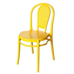 Cadeira Em Polipropileno Rattan Amarela Forte Plástico