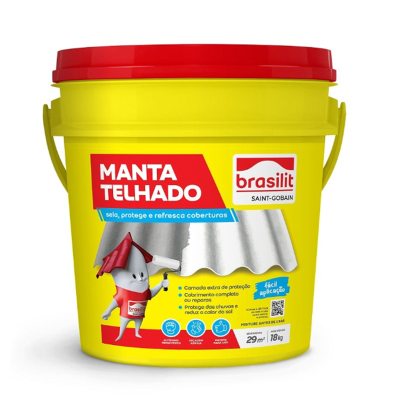 Manta Líquida Branca Para Impermeabilização Telhados Sem Trânsito 18kg Brasilit