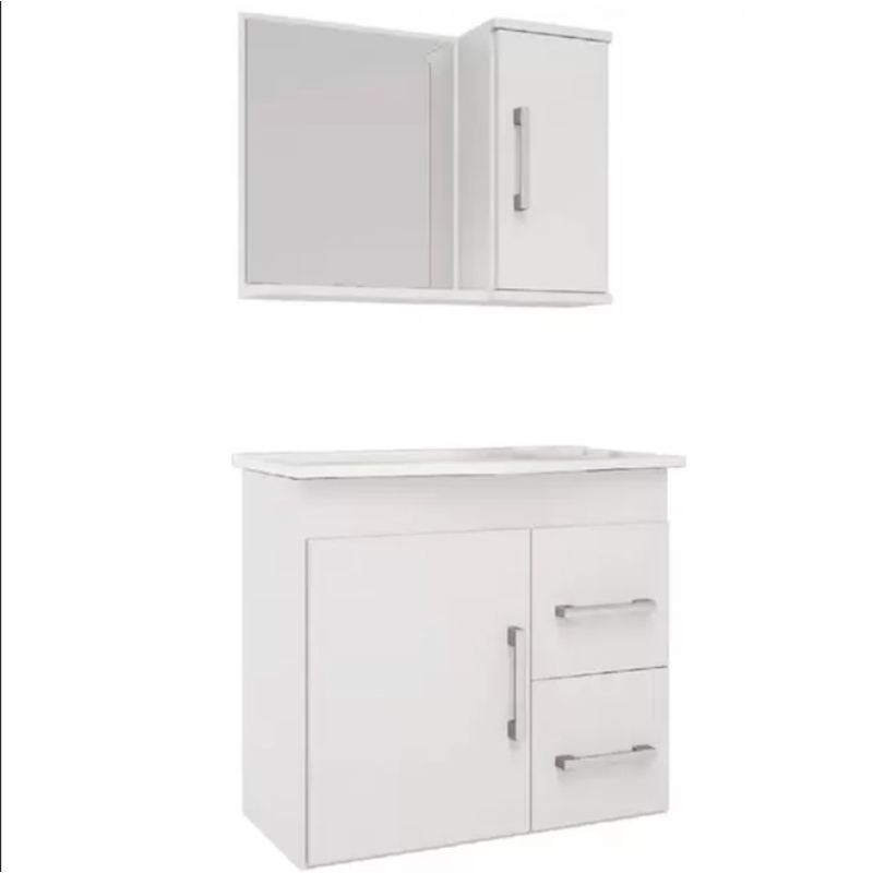 Gabinete Em Mdf Com Lavatório E Espelheira Para Banheiro Vix Branco L63,5 X A56,5 X P32,5cm 884.2 Mgm