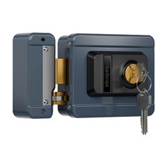 Fechadura Elétrica Sobrepor Para Portões Abertura Para Dentro E Fora Cinza 12v Fx 1500 Intelbras