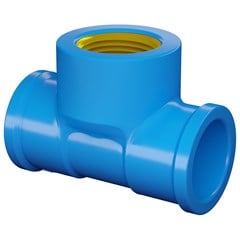 Te Bucha de Latão Soldável Com Rosca Pvc Azul 25mmx3/4
