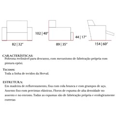Poltrona Reclinável Corino Marrom 0,82x0,89x99cm Mh-3605 Herval