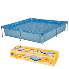 Piscina Estrut.Alumínio Lona Pvc 1500l Azul C.1,89m X L.1,89m X A.42cm 1003 Mor