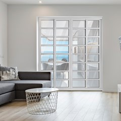 Porta Alumínio Branca Topsul Correr 4 Folhas Com Travessas Vidro Liso L150xa210 544 Esquadrisul