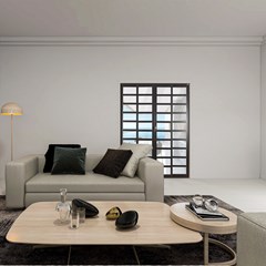 Porta Alumínio Preta Topsul Correr 4 Folhas Com Travessas Vidro Liso L150xa210 5718 Esquadrisul