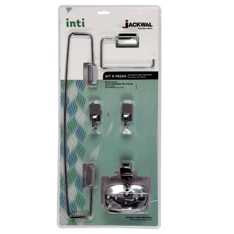 Kit de Acessórios Para Banheiro Latão Cromado 5 Peças Inti 018740 Jackwal