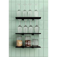 Kit 3 Prateleiras Com Suporte 120x20x40cm Preta 10264.010 Pratk