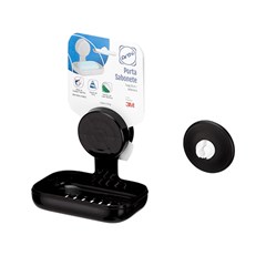 Saboneteira Sobrepor Com Fixação Fita Adesiva 3m Plástica Preta 3430 Arthi