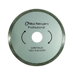 Disco de Corte Diamantado Liso Diâmetro 110mm Furo 20mm 10267 Max Ferragens