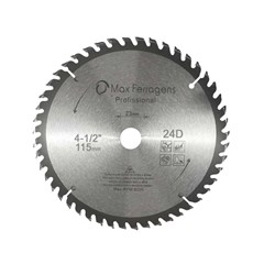 Disco Serra Circular de Vídea Para  Madeira Diâmetro 115mm Furo 22,23-20mm 24 Dentes 10269 Max Ferragens