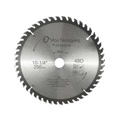 Disco Serra Circular de Vídea Para  Madeira Diâmetro 250mm Furo 30-16mm 48 Dentes 10483 Max Ferragens