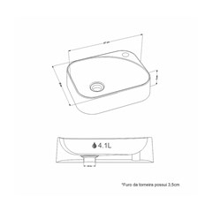 Cuba de Apoio L.37 X C.30 X A.9cm Libra Branca 101416 Cozimax