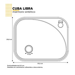 Cuba de Apoio L.37 X C.30 X A.9cm Libra Branca 101416 Cozimax