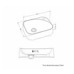 Cuba de Apoio L.37 X C.30 X A.9cm Libra Preta 101426 Cozimax