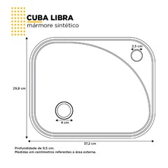 Cuba de Apoio L.37 X C.30 X A.9cm Libra Preta 101426 Cozimax