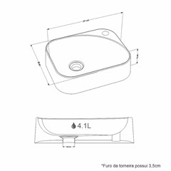 Cuba de Apoio L.37 X C.30 X A.9cm Libra Cinza 101420 Cozimax