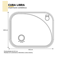 Cuba de Apoio L.37 X C.30 X A.9cm Libra Cinza 101420 Cozimax