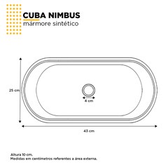 Cuba de Apoio L.43 X C.25 X A.8cm Nimbus Branca 101438 Cozimax