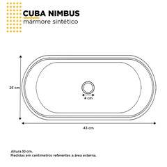 Cuba de Apoio L.43 X C.25 X A.8cm Nimbus Cinza 101443 Cozimax