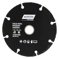 Disco de Corte Para Madeira Carboneto de Tungstênio 110mm Furo 16-20mm  Norton