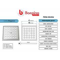 Grelha Inox 304 Para Ralo E Caixa Sifonada Quadrada 100mm Com Fecho E Caixilho Elegance Qd118ae Baepina