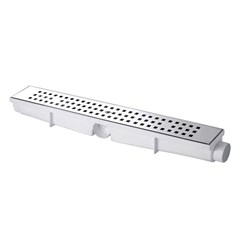 Ralo Linear 50cm Com Saída Central Completo Grelha Inox 304 Caixa Pvc Lqd50 Baepina