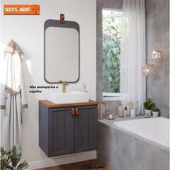 Gabinete Em Mdf Com Lavatório Para Banheiro Alure Titânio/Freijó L65 X A93 X P45,1cm 22463.45 Mgm