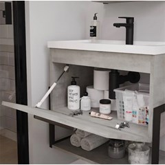 Gabinete Em Mdf Com Lavatório E Espelheira Para Banheiro Metalo Cimento L60 X A55 X P34,1cm 19189.40 Mgm