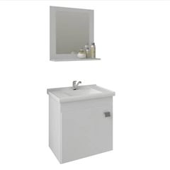 Gabinete Em Mdf Com Lavatório E Espelheira Para Banheiro Íris Branco L44,8 X A46 X P31,5cm 9944.2 Mgm