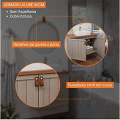 Gabinete Em Mdf Com Lavatório Para Banheiro Alure Cappuccino /Freijó L65 X A93 X P45,1cm 22463.50 Mgm