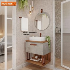 Gabinete Em Mdf Com Lavatório Para Banheiro Duna Cimento/Freijó L61,3 X A69 X P45,1cm 22455.51 Mgm