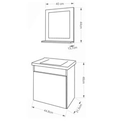 Gabinete Em Mdf Com Lavatório E Espelheira Para Banheiro Íris Amêndoa/Branco L44,8 X A46 X P31,5cm 9944.33 Mgm