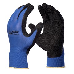 Luva de Proteção Maxigrip Pro Nylon Banho Látex Tricotada Azul/Preta Grande Da12700 Danny