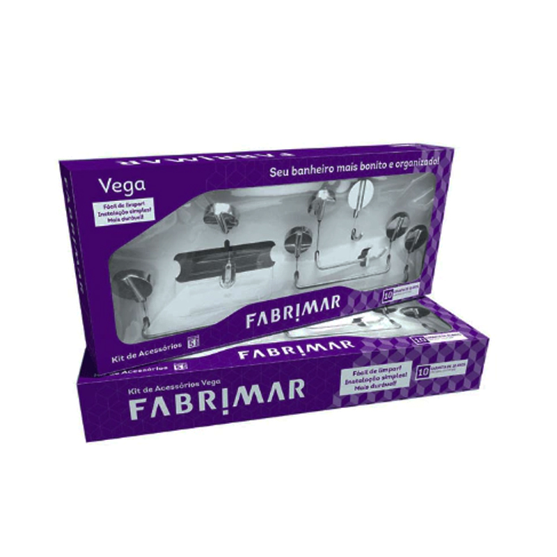 Kit de Acessórios Para Banheiro Metal Cromado 5 Peças Vega 5000-Veg Fabrimar