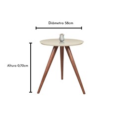 Mesa de Canto Tripé 0,58 X 0,58 X 0,50/0,60/0,70cm Luka Decor