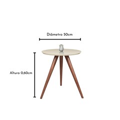 Mesa de Canto Tripé 0,58 X 0,58 X 0,50/0,60/0,70cm Luka Decor