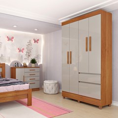 Guarda-Roupa Com Pés 4 Portas Oregon (C.0,46 X L.1,09 X A.2,10m) Cinamomo/Off White Tcil