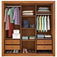 Guarda-Roupa Com Pés 3 Portas Espelho Valência (C.0,55 X L.1,90 X A.2,04m) Cinamomo/Off White Tcil