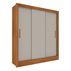 Guarda-Roupa Com Pés 3 Portas Espelho Valência (C.0,55 X L.1,90 X A.2,04m) Cinamomo/Off White Tcil